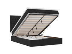 Maison Exclusive - Estructura Cama Otomana Colchón Tela Negra 140x190 Cm