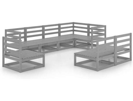 Conjunto 8 Muebles de jardín VIDAXL gris madera de pino maciza