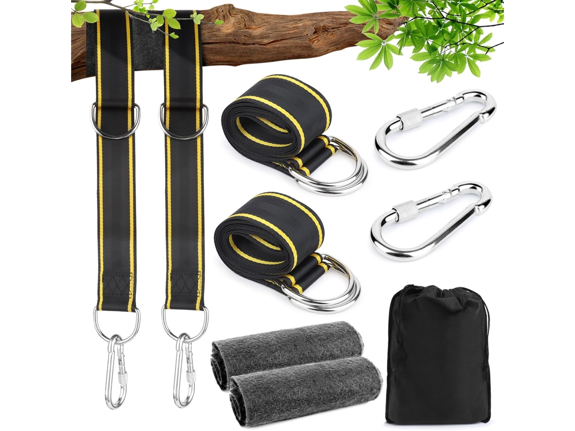 Accesorios Para Columpios Y Hamacas, Incluidas 2 Almohadillas De Protección Para Árboles Y 2 Mosquetones De Alta Calidad.
