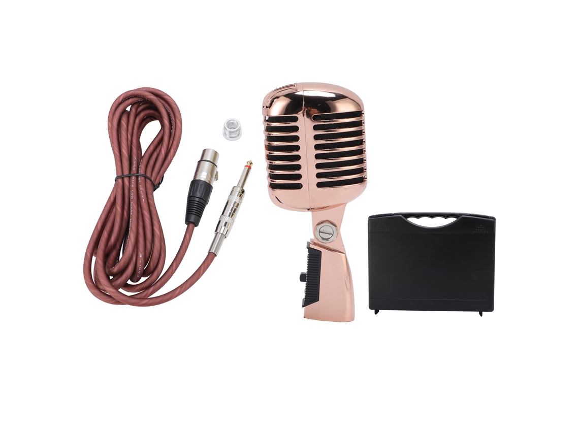 Microfone Dinâmico Retro Com Padrão Cardioide Ajustável Para Palco Ktv Ouro Rosa