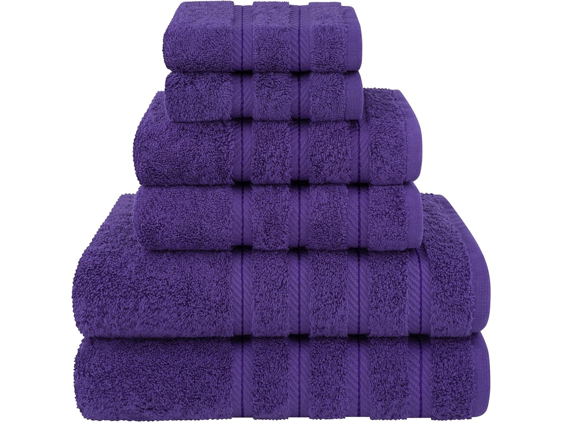 Juego De 6 Toallas De Algodón Suave Digitallab Morado Oscuro