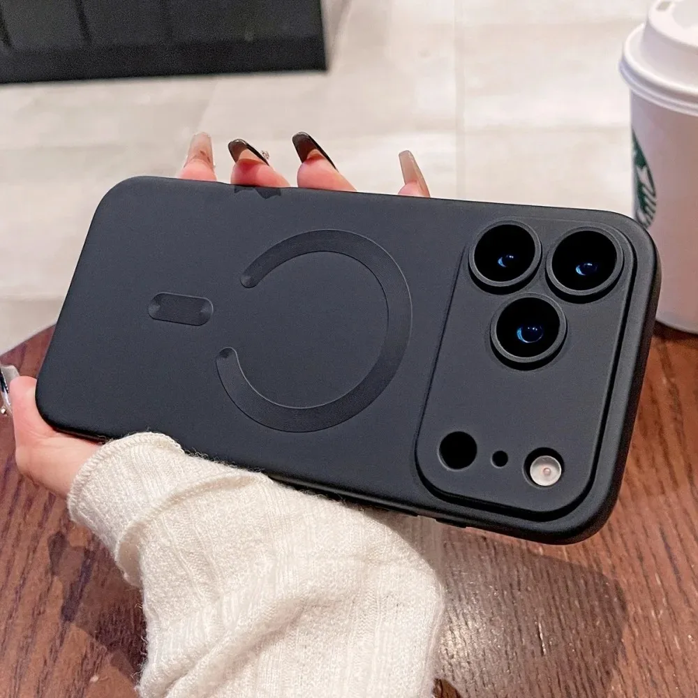 (iphone 15 Pro Negro) Lujosa Funda Metálica Magnética Para Iphone Con Soporte Para Carga Inalámbrica.