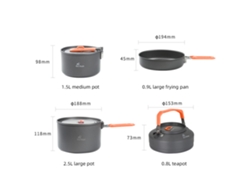Juego de utensilios de cocina para camping con sartén y accesorios