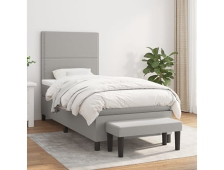 vidaXL Cama con somier y colchón 90x190 cm tela gris claro