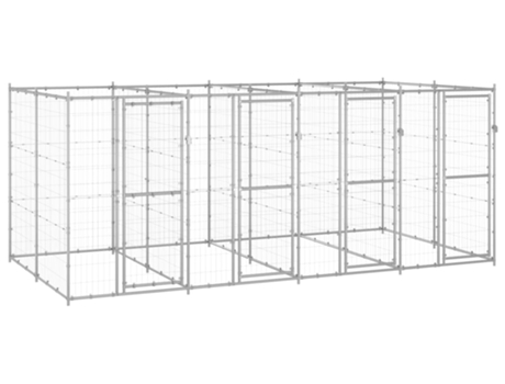 vidaXL Perrera de exterior de acero galvanizado 9,68 m²