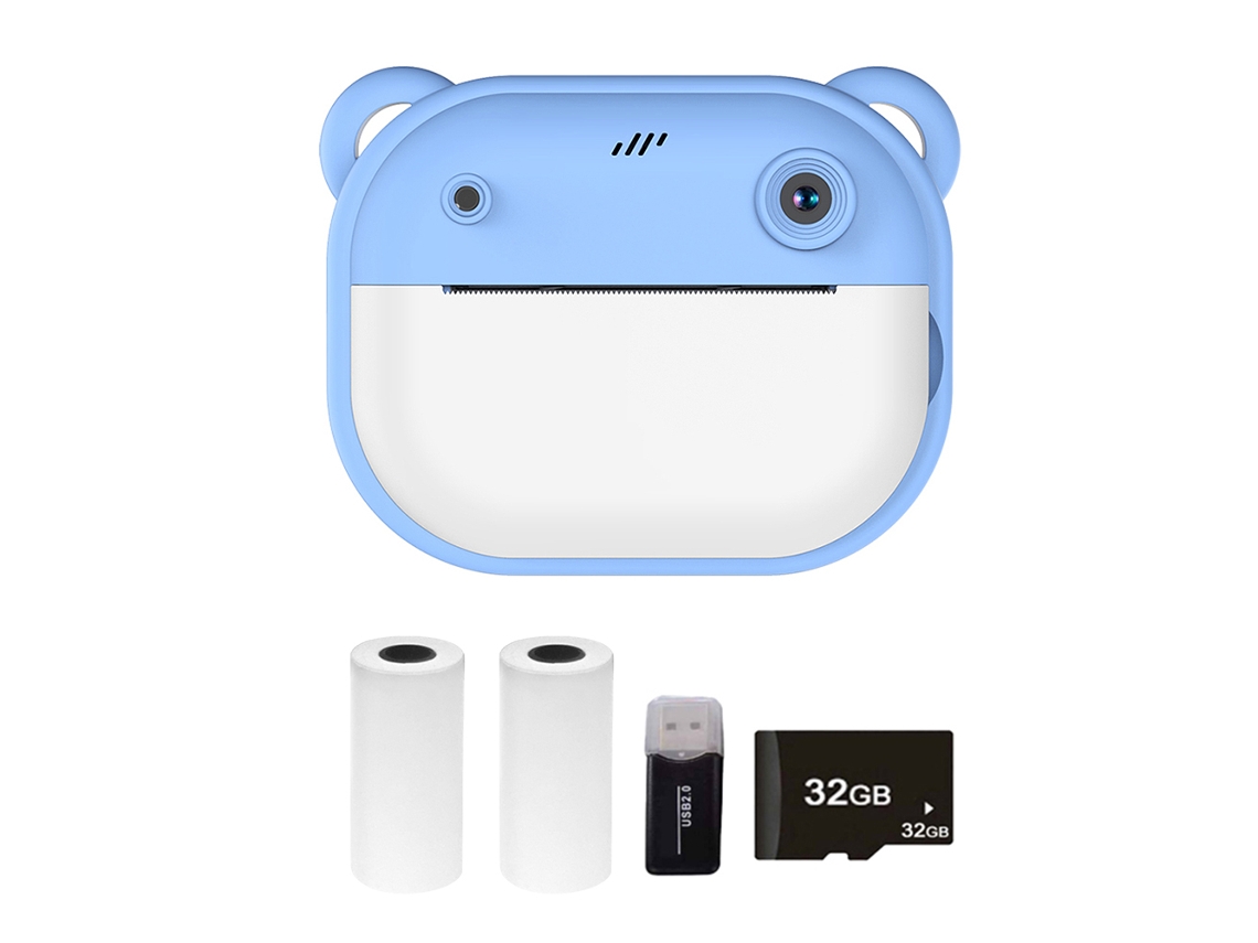 Cámara Infantil 1080p Con Impresora Térmica, Pantalla De 2,4" Y Tarjeta Regalo De 32 Gb Para Niños.