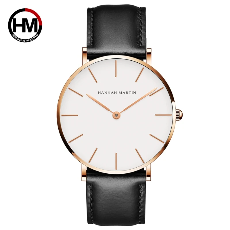 Reloj De Pulsera De Cuarzo Ultrafino Para Hombre (correa Negra, Caja De Oro Rosa, Esfera Blanca), Sencillo Y Elegante, Ideal Para Negocios.