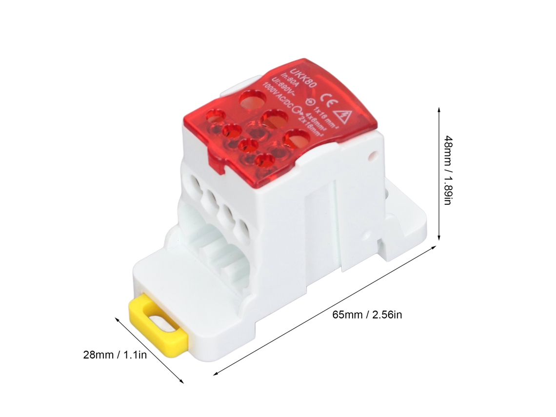 2026-as-caja De Distribución Terminal Din Rail 690v 80a De Latón Empalmeable Para Electrodomésticos Rojo