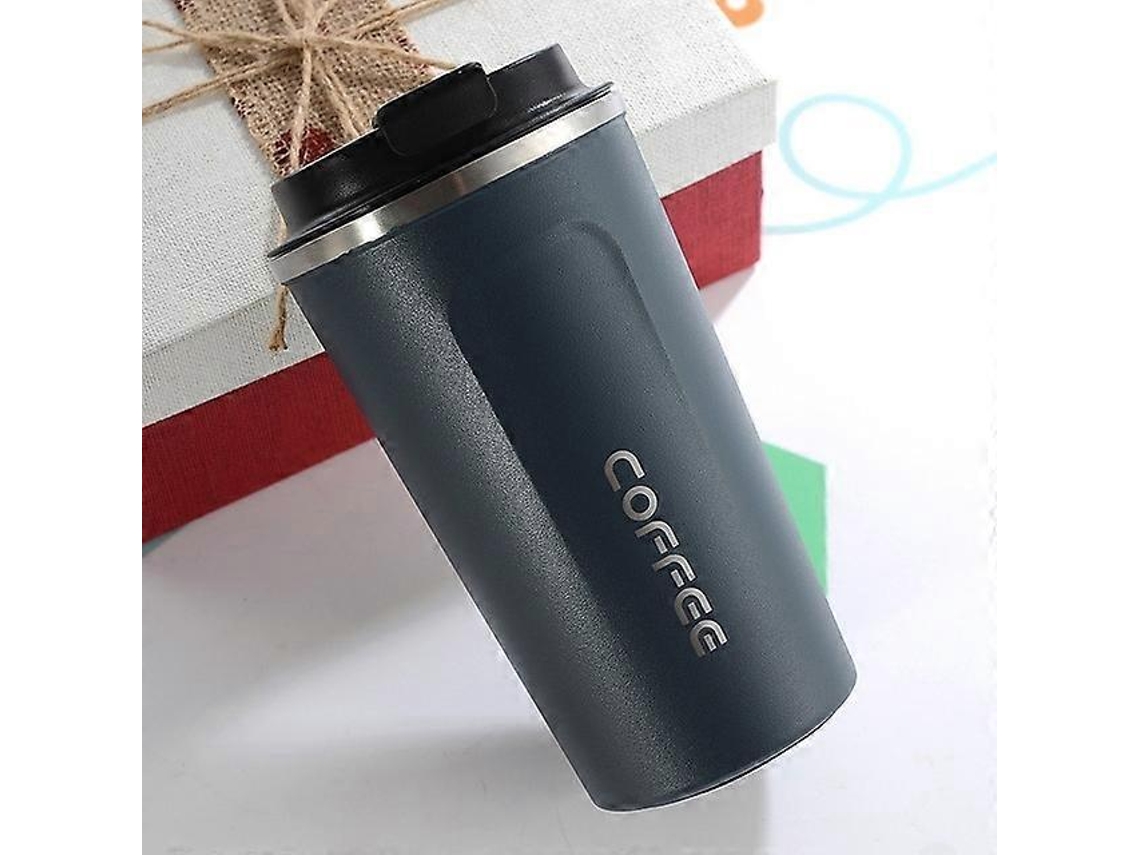 Taza de viaje de acero inoxidable 304 con aislamiento al vacío de doble pared, 380 ml, color negro, Ly Ebike