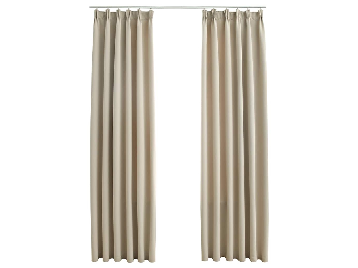 Maison Exclusive - Cortinas Opacas Con Ganchos 2 Unidades Beige 140x175 Cm