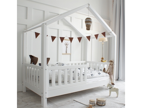Cama con Patas Somier Barrera Lamas PETITS-MEUBLES Madera Blanco (90x190)