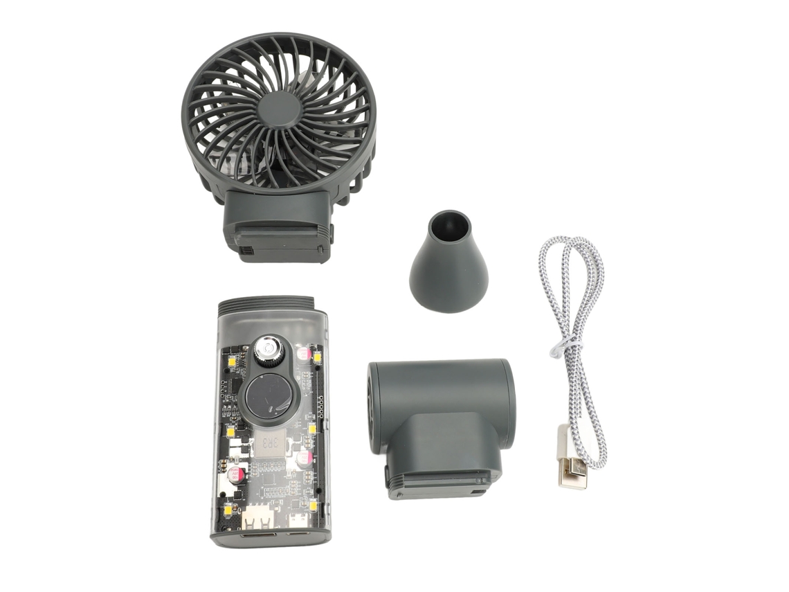 Ventilador turbo eléctrico inalámbrico de 95000 rpm y 30 niveles, color gris.