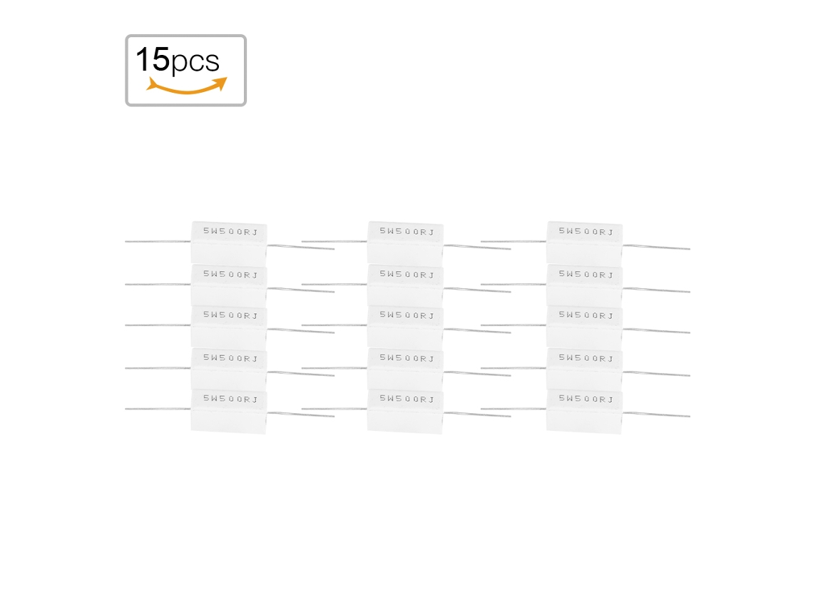 2026dz-15 Piezas de Resistencia de Potencia Bobinada de Alambre Cerámico 5W 500Ohm 5% Blanco
