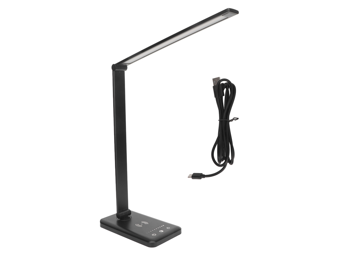 Lámpara De Mesa Led Con Control Táctil, Regulable, Cronómetro, 5 Velocidades Y Carga Inalámbrica.