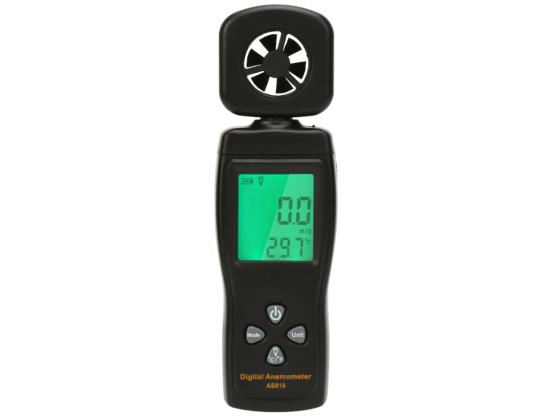 Anemómetro digital inteligente AS816 con mini medidor de velocidad del viento y temperatura.