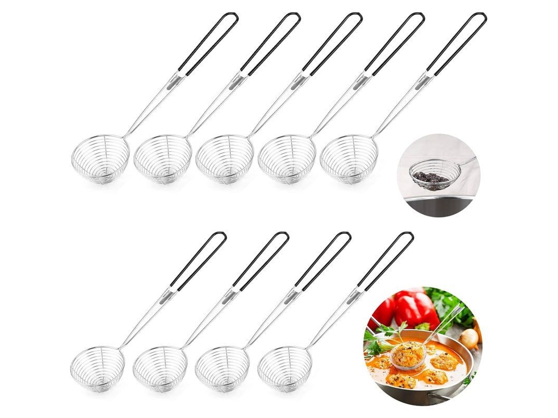 Desmenuzadora De Carne De Acero Inoxidable Con Mango De Silicona Para Verduras, Carnes Y Pescados - 9 Piezas - Negra