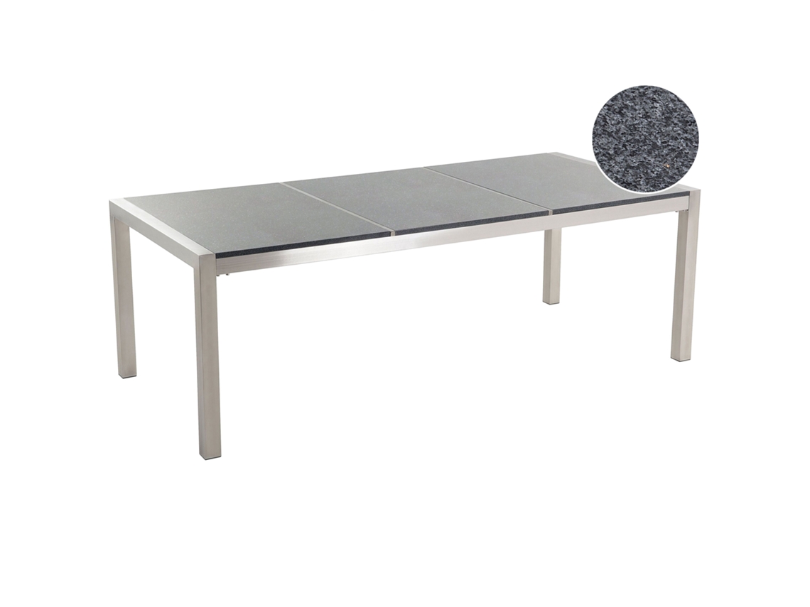 Mesa De Refeição De Jardim Grosseto 220 Cm 100 Cm Polido Granito Cinzento