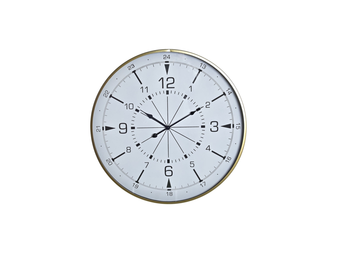 Reloj Pared Metal Cristal Brujula Dorado 60x3x60cm