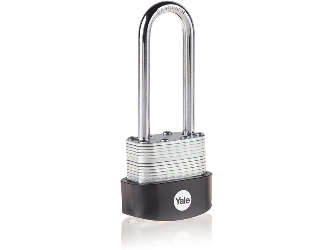 Candado de acero laminado para exteriores Y125b/40/163/1 de 40 mm, arco de acero endurecido de 63 mm, 3 llaves, para garajes y cobertizos de jardín Yale