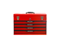 Caja De Herramientas Portátil Con 4 Tomas De Corriente Y Cierre Metálico - Rojo/negro