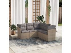Conjunto de sofá de jardín de 5 piezas con cojines, mimbre sintético beige, Dkd Home Decor