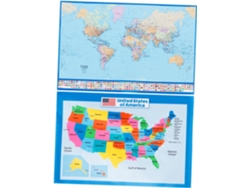 Póster Educativo: Mapa Del Mundo Grande Y Mapa De Los Estados - Para Niños Y Niñas