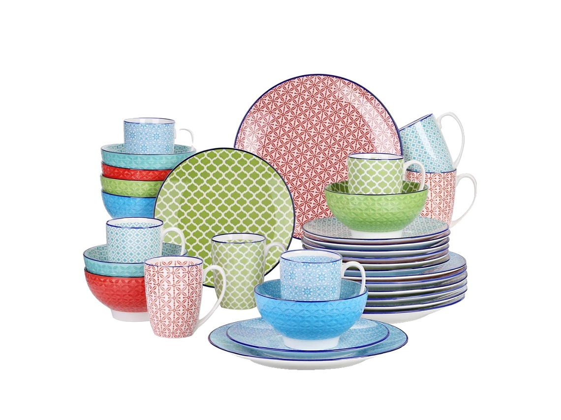 Vajilla Vancasso de 32 piezas para 8 personas, porcelana resistente, diseño escénico
