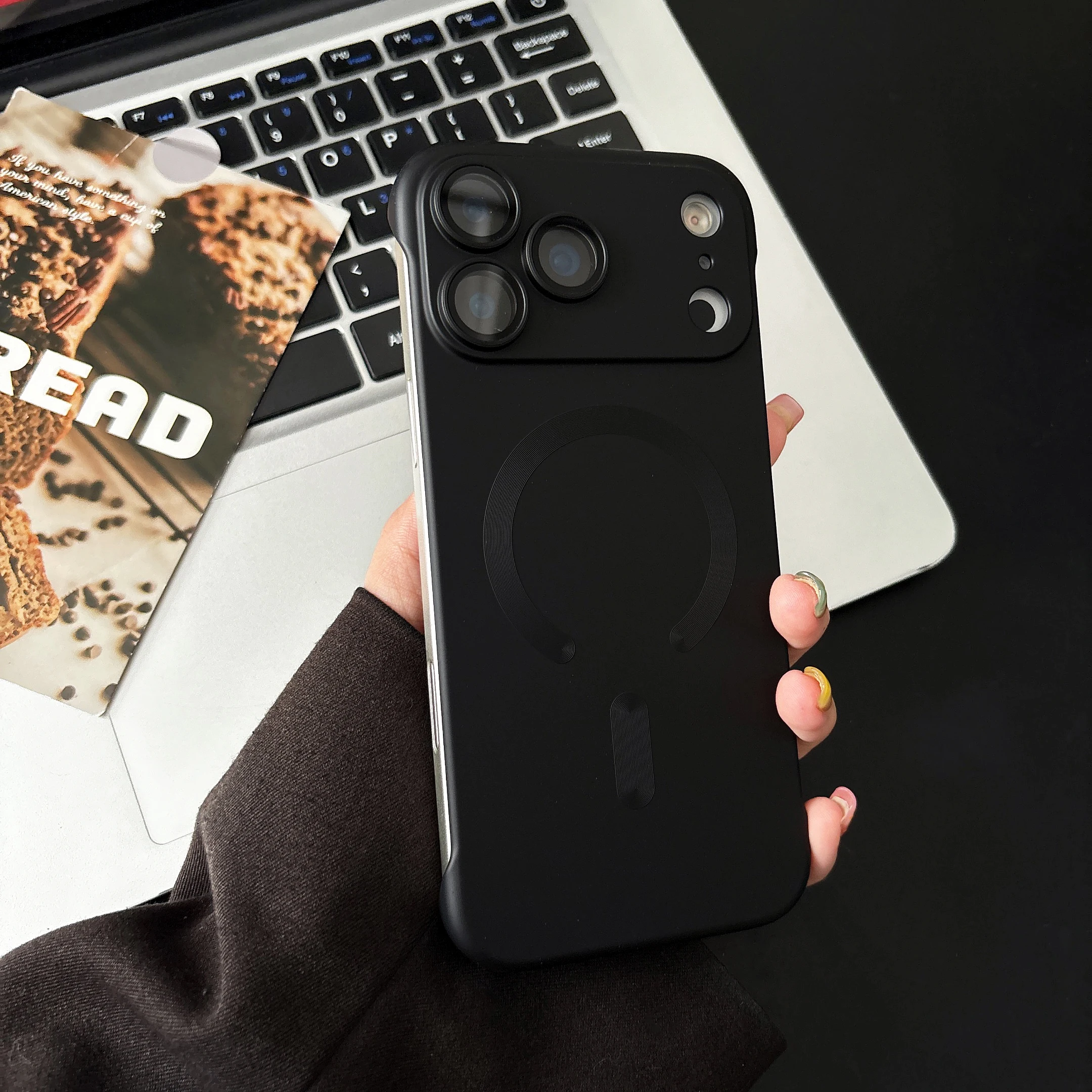 (iphone 14 Pro Max, Negro) Funda Protectora Magnética Ultrafina Para Iphone, Compatible Con Carga Magsafe.