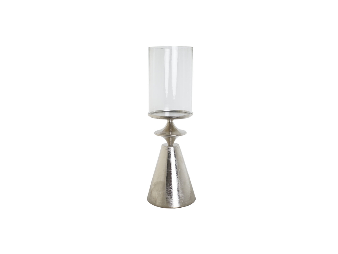 Portavela Aluminio Cristal Plateado 24x24x72cm