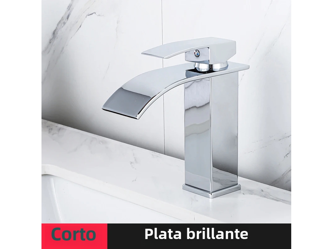 (estilo A Plateado - Corto) Grifo Monomando Moderno De Acero Inoxidable Para Agua Fría Y Caliente