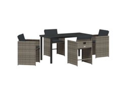 Conjunto de comedor de jardín de 5 piezas - Muebles de jardín de mimbre gris HARLANV1