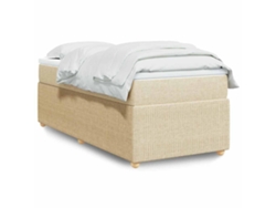 Cama Box Spring Con Colchón Tela Color Crema 80x200 Cm