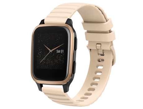 Correa de reloj inteligente para Garmin Venu SQ 20 mm Patrón de puntos ondulados Correa de reloj de silicona de color sólido (Beige)