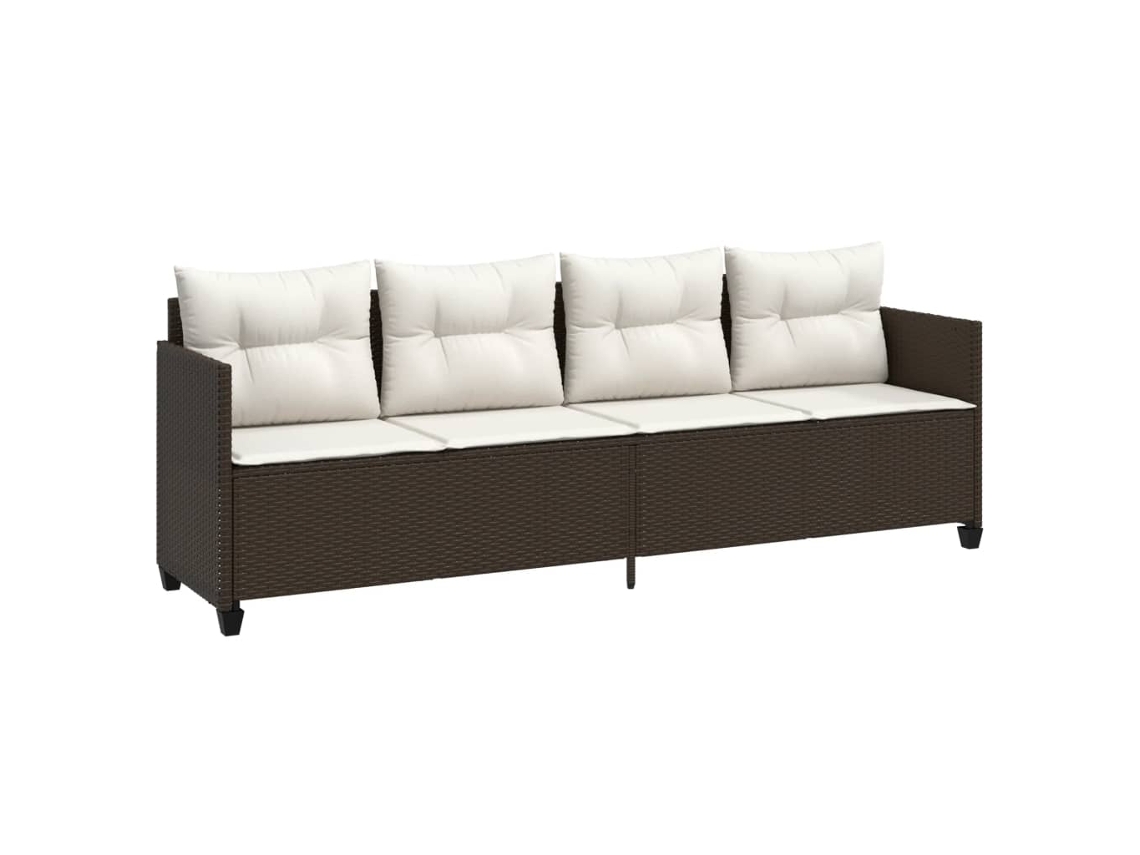 Sillón con cojines, mimbre, patas marrones, MAISON EXCLUSIVE