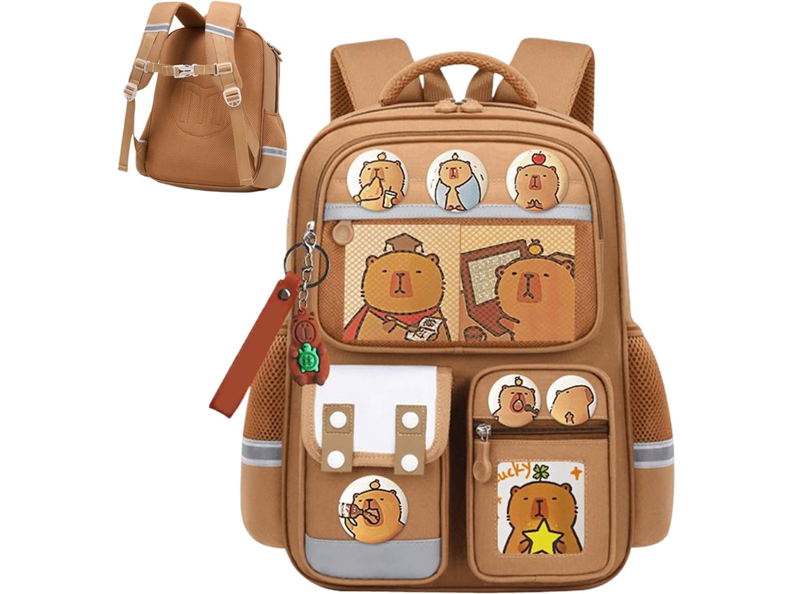 Mochila Capybara( Genérica), Impermeável Com Vários Bolsos E Grande Capacidade, Escolar Portátil Para