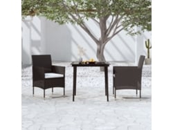 Juego de comedor de jardín de 3 piezas con cojines negros Dkd Home Decor