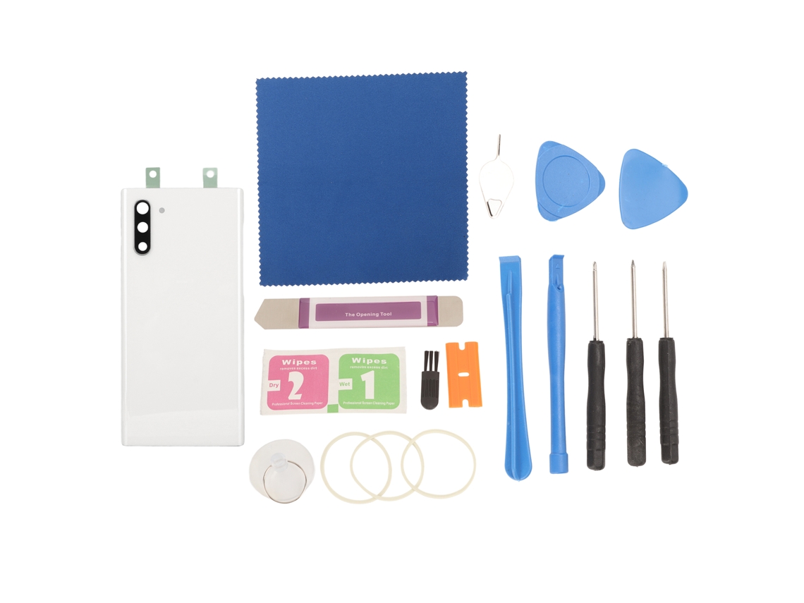 Kit De Repuesto Para La Cubierta Trasera De Cristal Del Samsung Galaxy Note 10 N970 Con Lente De Cámara Y Correa - Blanco