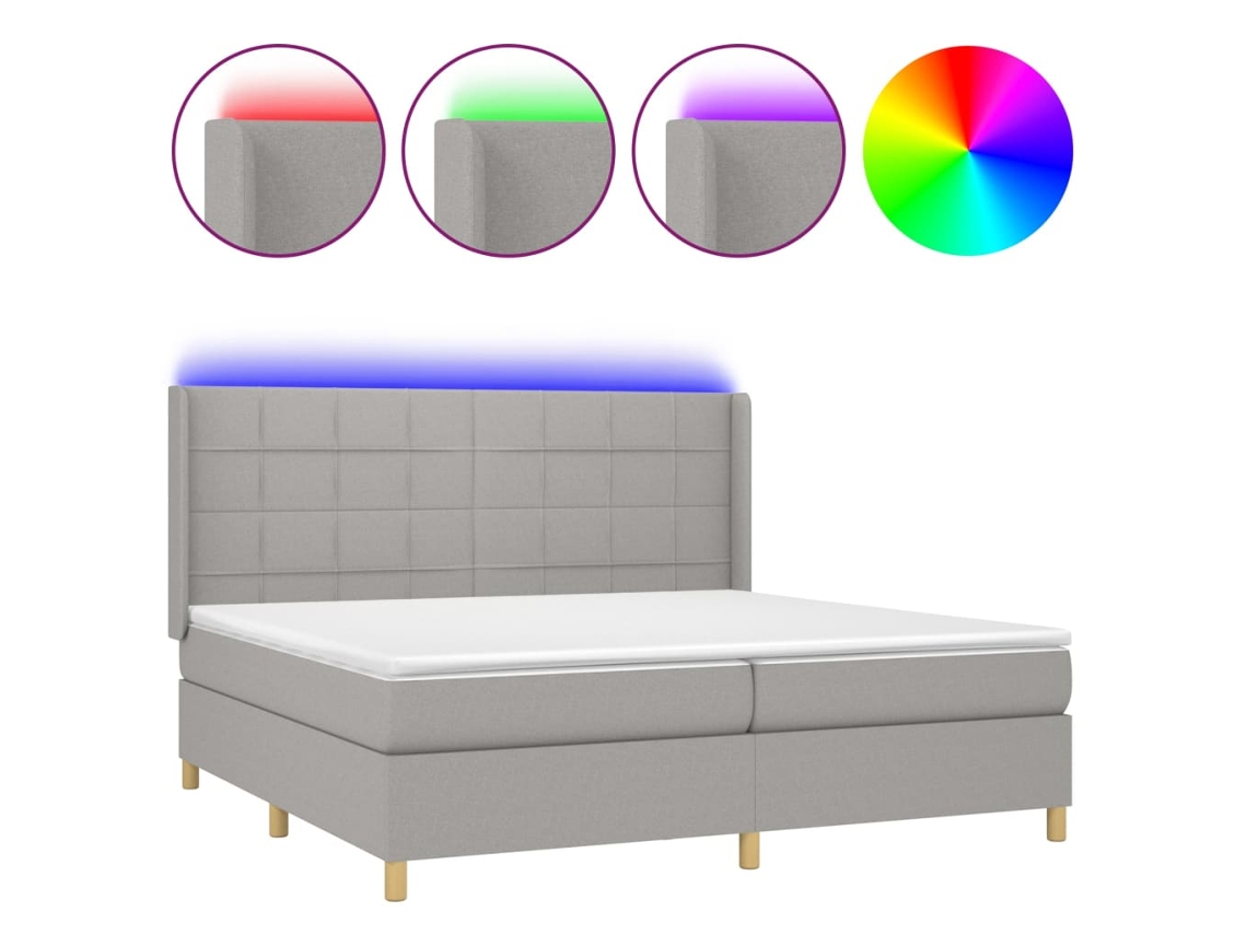 Maison Exclusive - Cama Box Spring Con Colchón Tela Y Led Gris Claro 200x200 Cm