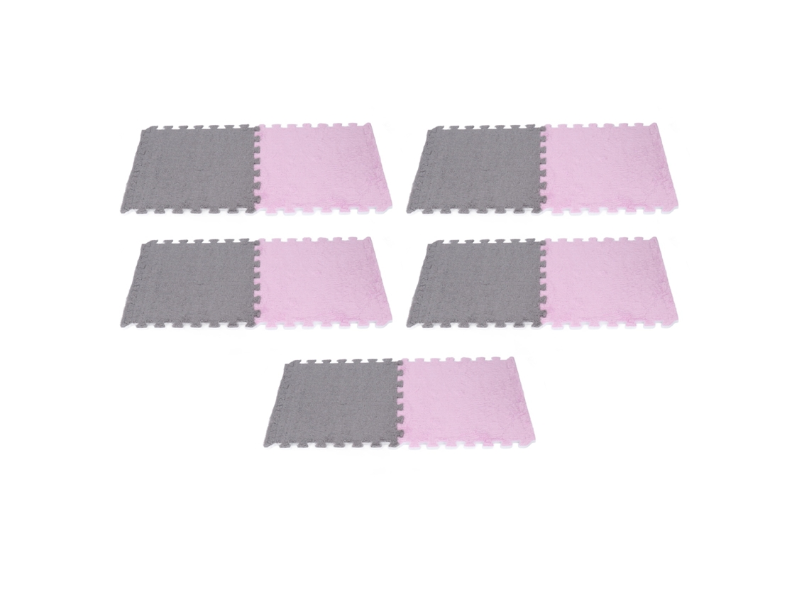 Alfombrilla De Suelo De Espuma Suave Y Afelpada, Antideslizante, Para Salón Y Dormitorio, Gris Y Morado, 10 Unidades.