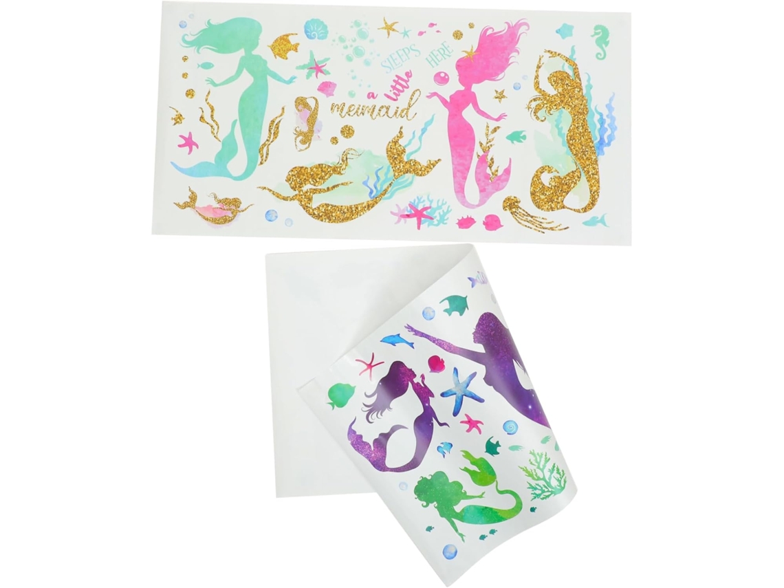 2 Láminas De Pegatinas De Pared De Sirenas Para Niños, Pegatinas Decorativas De Pared De Playa