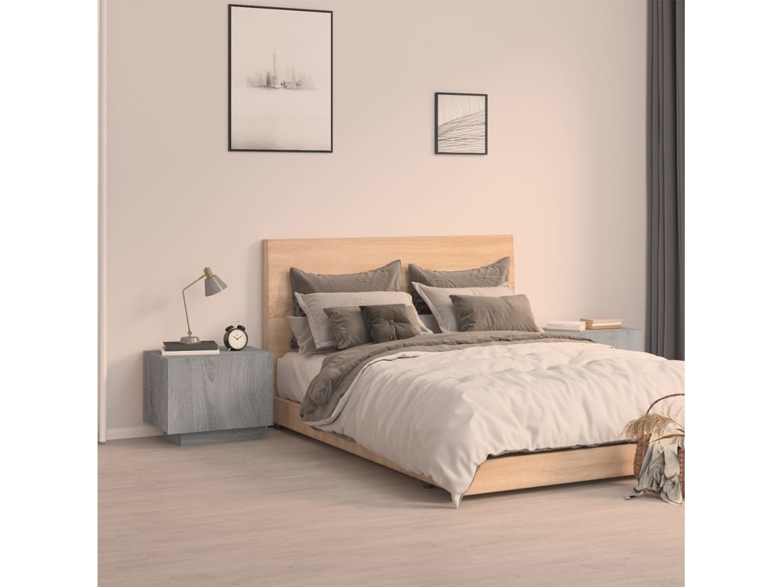 Mesita de Noche 100X35X40 Cm Derivados de Madera Gris Sonoma