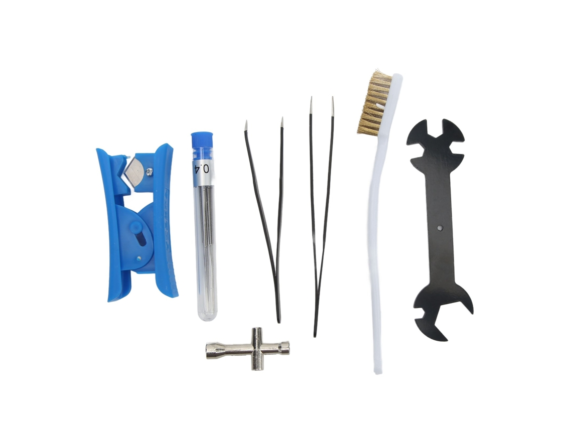 Kit de herramientas de limpieza de boquillas para impresora 3D con pinzas, cepillo y llave ajustable (7 piezas)