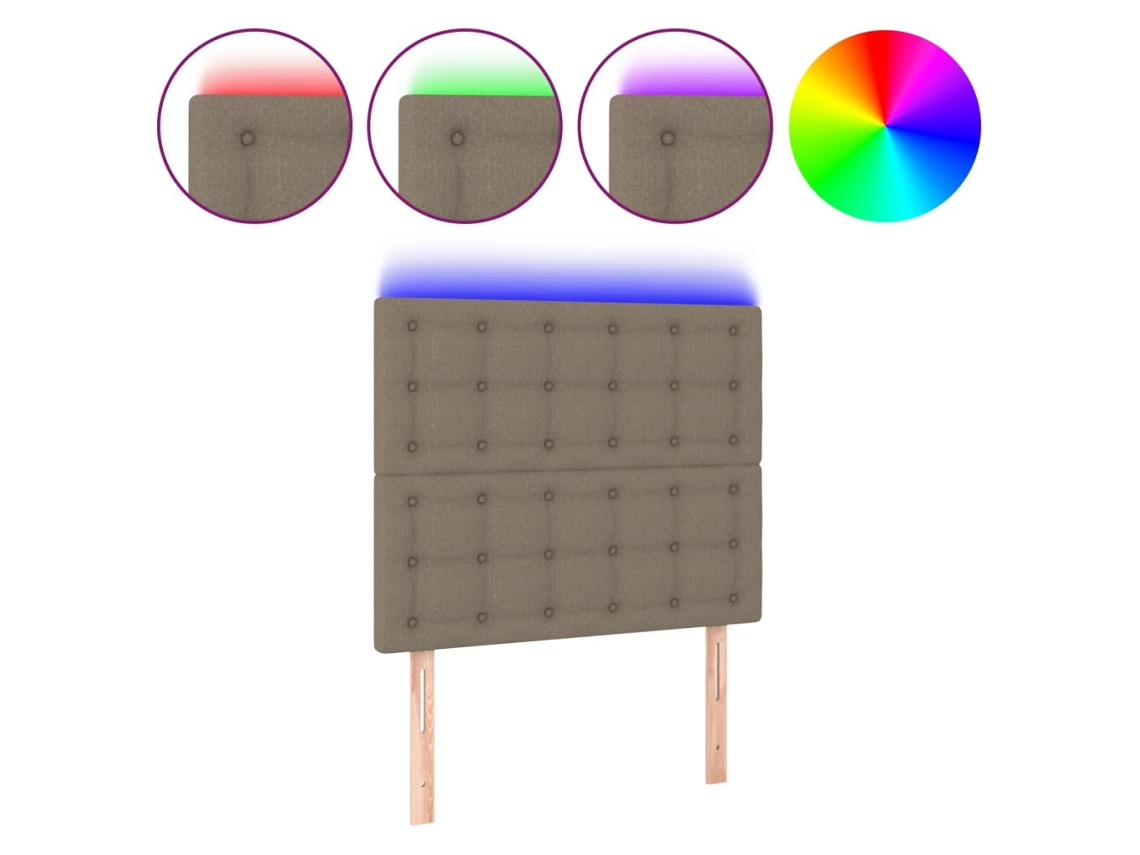 Maison Exclusive - Cabecero Con Luces Led Tela Gris Taupe 100x5x118/128 Cm