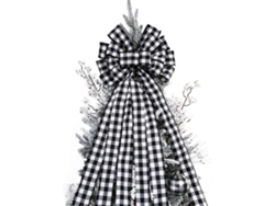 Adorno Navideño, Lazo De Lino A Cuadros, Adorno Colgante Decorativo Para Árbol De Navidad, Decoración Del Hogar, Artículos Para Fiestas, 65*34 Cm