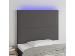 Cabecero Con Luces Led Cuero Sintético Gris 100x5x118/128 Cm