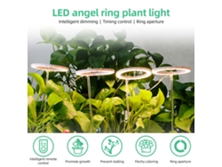 Luces de cultivo para plantas de interior, 3 cabezales, 4,8 W, 50,48 lm, 3030 LED, alimentación por USB, temporizador de 8/12/16 h, brillo regulable de 5 niveles.