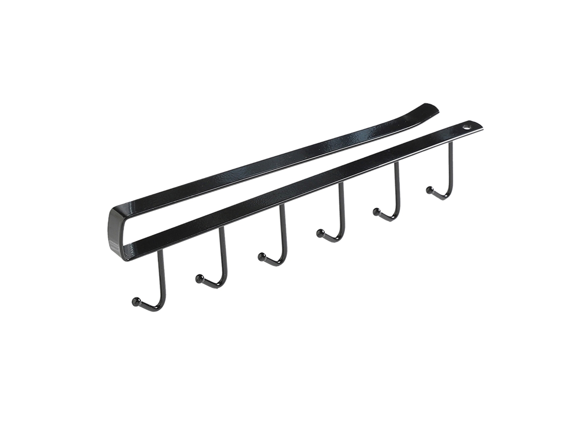Estantes de almacenamiento Debajo Del Armario Sin Taladrar 6 Ganchos Organizador de Tazones Collar para Utensilios de Cocina Negro
