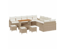 Maison Exclusive - Conjunto de sofás de jardín con cojines, 14 piezas, beige y crema