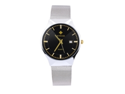 Reloj De Pulsera Analógico Para Hombre De Cuarzo Con Correa De Acero Inoxidable Negro Redondo