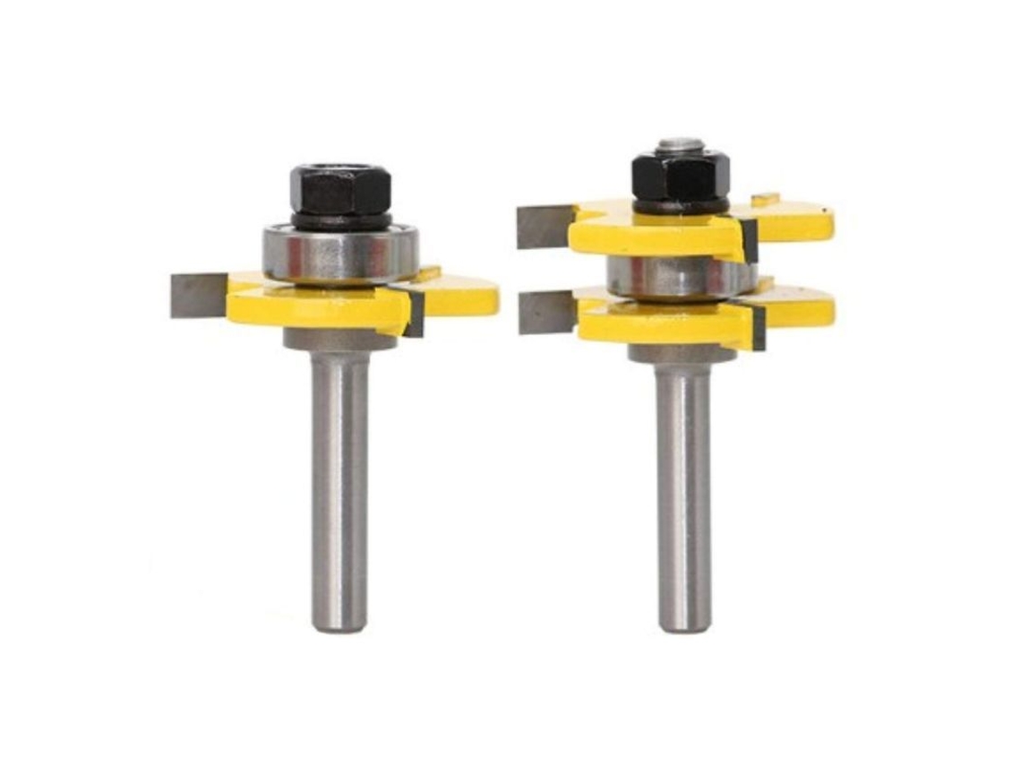 Conjunto De Fresa De Ranura E Lingua 3 Dentes 8mm Haste Forma T Para Carpintaria Ferramentas De Madeira